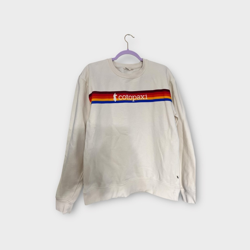Cotopaxi Men's White Sweater with Multicolor Stripe